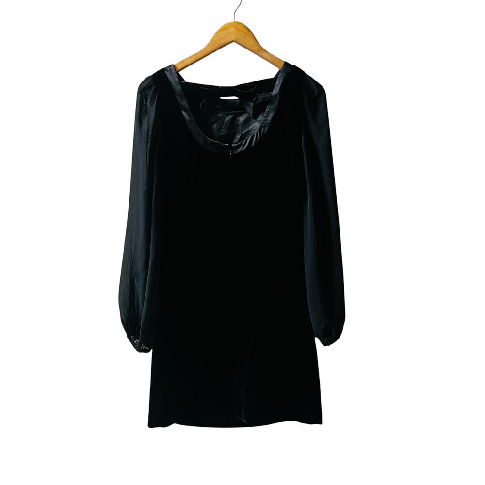 White House Black Market Velvet Ballon Long Sleeve Dress Size 0 Black - Picture 4 of 9